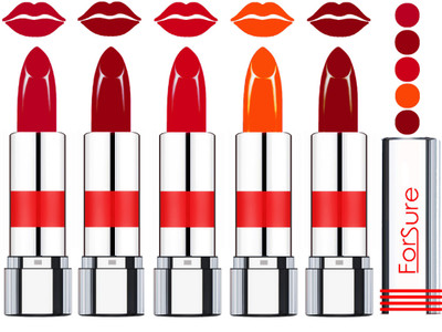 

Forsure Professional Matte Lipsticks (set of 5 Lipsticks)(Lagon Red,Light Maroon,Hot Pink,American Pink,Purple, 20 g)