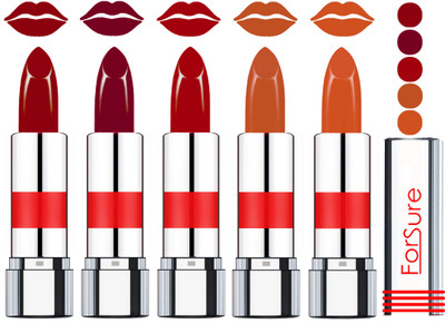 

Forsure Professional Matte Lipsticks (set of 5 Lipsticks)(Purple,Plum Purple,Bronzy Red,Nude,Brick Nude, 20 g)