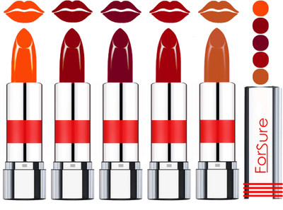 

Forsure Professional Matte Lipsticks (set of 5 Lipsticks)(American Orange,Purple,Plum Purple,Bronzy Red,Nude, 20 g)
