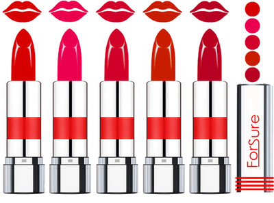 

Forsure Professional Matte Lipsticks (set of 5 Lipsticks)(Cute Red,Dark Red,Piukish Fantasy,Wine,Lagon Red, 20 g)