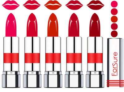 

Forsure Professional Matte Lipsticks (set of 5 Lipsticks)(Dark Red,Piukish Fantasy,Wine,Lagon Red,Light Maroon, 20 g)