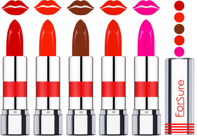 

Forsure Professional Matte Lipsticks (set of 5 Lipsticks)(Romantic Red,Bright Red,Wine,Ruby Red,Rose Pink, 20 g)