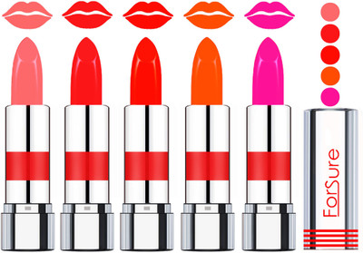 

Forsure Professional Matte Lipsticks (set of 5 Lipsticks)(Baby Pink,Red,Bright Orange,Soft Orange,Wintage Nude, 20 g)