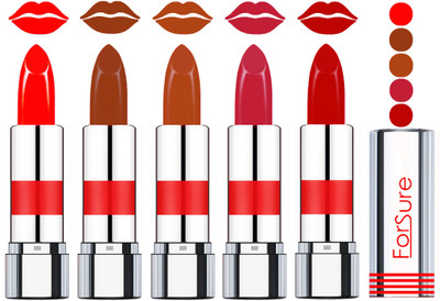 

Forsure Professional Matte Lipsticks (set of 5 Lipsticks)(Tangy Orange,Chocolate Brown,Turkish Nude,Coral,Spicy Red, 20 g)