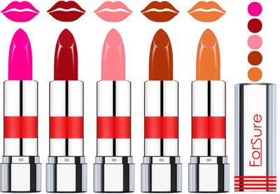 

Forsure Professional Matte Lipsticks (set of 5 Lipsticks)(Rose Pink,Diva Red,Peach,Brown,Nude, 20 g)
