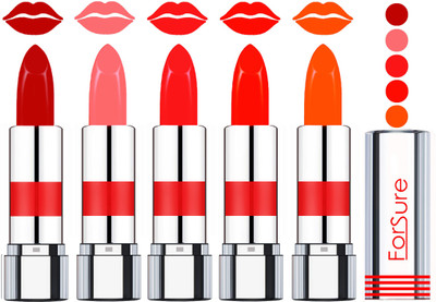 

Forsure Professional Matte Lipsticks (set of 5 Lipsticks)(Spicy Red,Baby Pink,Red,Bright Orange,Soft Orange, 20 g)