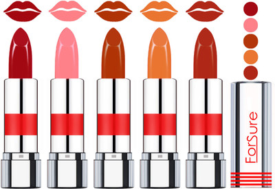 

Forsure Professional Matte Lipsticks (set of 5 Lipsticks)(Diva Red,Peach,Brown,Nude,Light Brown, 20 g)