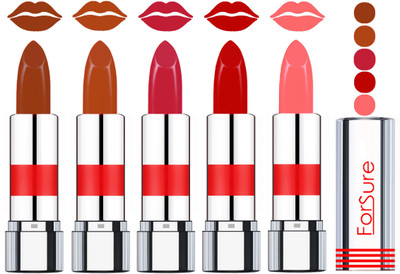 

Forsure Professional Matte Lipsticks (set of 5 Lipsticks)(Chocolate Brown,Turkish Nude,Coral,Spicy Red,Baby Pink, 20 g)