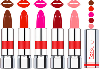 

Forsure Professional Matte Lipsticks (set of 5 Lipsticks)(Wine,Ruby Red,Rose Pink,Diva Red,Peach, 20 g)