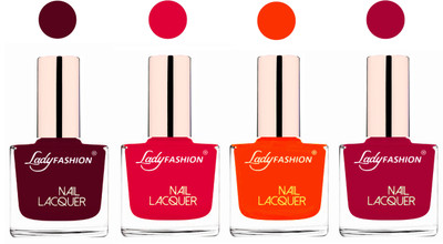 

Lady Fashion Unique Colours Nail Polish Combo Maroon,Sweet Red,Juicy Orange,Pink(Pack of 4)