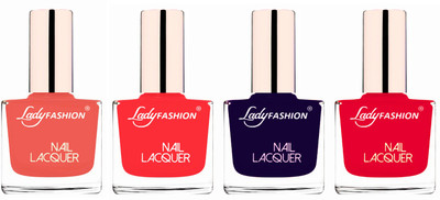 

Lady Fashion Unique Colours Nail Polish Combo Light Orange,Baby Pink,Blue,Sweet Red(Pack of 4)
