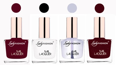 

Lady Fashion Unique Colours Nail Polish Combo Maroon,White,Transparent,Maroon(Pack of 4)