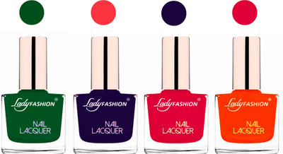 

Lady Fashion Unique Colours Nail Polish Combo Dark Green,Blue,Sweet Red,Juicy Orange(Pack of 4)