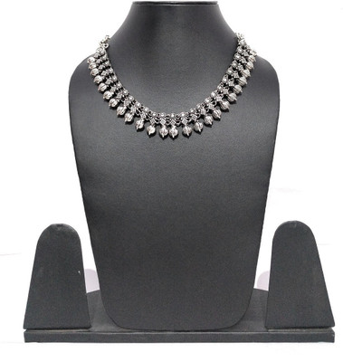 

athizay Necklace black silver oxidised hanuman gada pattern metal beads . Burnish and antique texture. Tribal inspired jewellery. Black Silver Plated Metal Necklace
