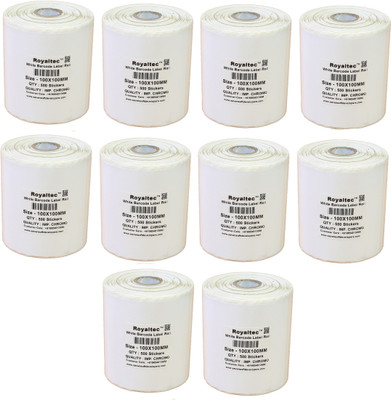 

Royaltec 100X100MM Barcode Labels Premium Quality Set of 10 Self-adhesive Paper Label(White)