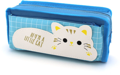 

SHERAGO Pen/Pencil Pouch for Girls & Boys || Best Suitable for School Kids, Travelers and Students || Multipurpose Box/Case || Cat on Pouch Water Resistance Art Polyester Pencil Box(Set of 1, Blue)