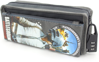 

SHERAGO Pen/Pencil Pouch for Girls & Boys || Best Suitable for School Kids, Travelers and Students || Multipurpose Box/Case with COMBINATION LOCK Water Resistance Art Polyester Pencil Box(Set of 1, Grey)
