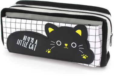 

SHERAGO Pen/Pencil Pouch for Girls & Boys || Best Suitable for School Kids, Travelers and Students || Multipurpose Box/Case || Cat on Pouch Water Resistance Art Polyester Pencil Box(Set of 1, Grey)
