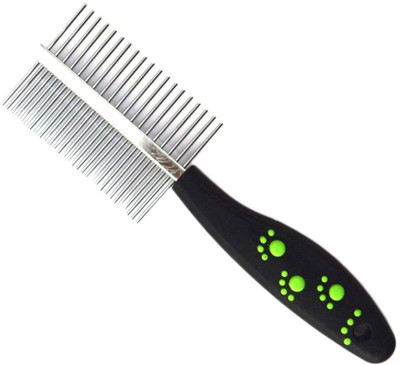 

Pet Needs Double Sided Pet Comb Stainless Steel Pin Dog Grooming Brush With Soft Grip Handle Basic Comb for Dog