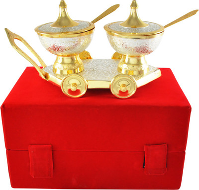 

Raj Laxmi RajLaxmi Gold And Silver Plated 2 Bowl Set Bowl Spoon Tray Serving Set(Pack of 4)