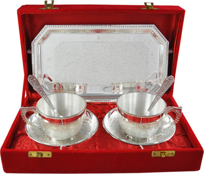 

Raj Laxmi RajLaxmi Silver Plated Tea Cup Set Bowl Spoon Tray Serving Set(Pack of 7)