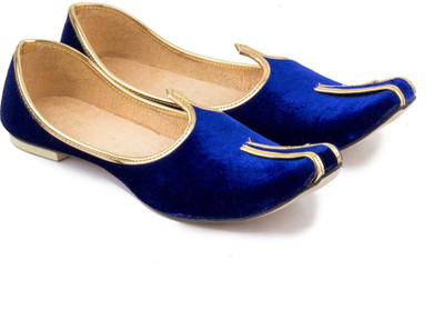 

Tashi Stylish Royal Blue Velvet Jutti for Men Jutis For Men(Blue