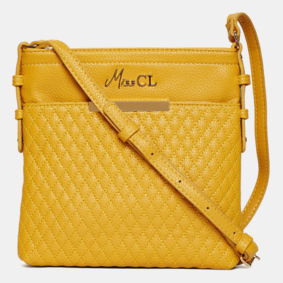

Miss CL Women Casual Yellow Leatherette Sling Bag