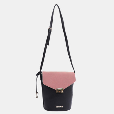 

Cara Mia Women Casual Black, Pink PU Sling Bag