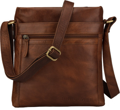 

FINELAER Men & Women Casual Brown Genuine Leather Sling Bag
