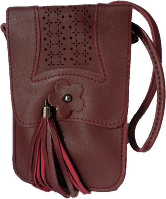 

universal Women Casual Maroon PU Sling Bag