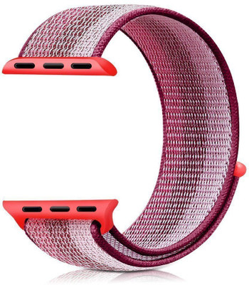 

CELLFATHER Woven Nylon Sports Strap for iWatch Series 1,2,3 (42mm) Berry_STRIPED Smart Watch Strap(Pink)