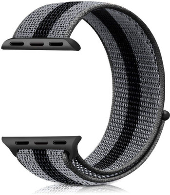 

CELLFATHER Woven Nylon Sport Loop Strap for iWatch Series 1,2,3 (42mm) Black Stripe Smart Watch Strap(Black)