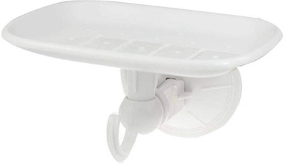 

Lemish 2 in 1 Multipurpose Super Suction Cup Plastic Soap Dish Holder Towel Hanging Hook Kitchen Bathroom Accessories(White)