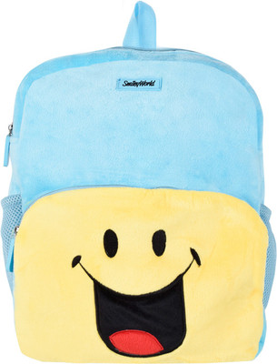 

Smiley World Crazy Laughing Soft Toy School Bag By Ultra - 14 inch(Blue)