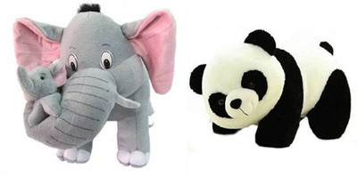 

shah brothers enterprises Toy Giant Plush Kids Animal Panda|ELEPHANT| Teddy Bear/Gift Birthday Toy (GREY, Black/White) - 26 cm(Black)