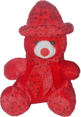 

smayira Soft Teddy With Cap - 43 cm(Red)