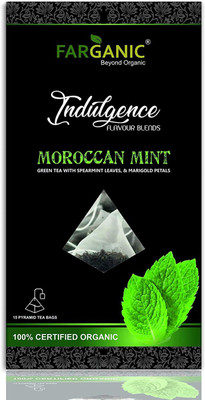 

FARGANIC Moroccan Mint Green tea. Premium Green Tea Infusions- 15 Pyramid Tea Bags Mint Green Tea Bags(15 Bags, Box)