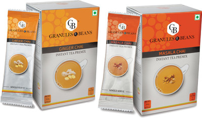 

Granules and Beans Double Pack - Ginger + Masala Chai Instant Tea Premix - (20 Sachetx14gm=280gm) Spices Instant Tea(2 Bags, Box)