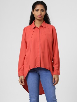 HARPA Casual Regular Sleeve Solid Women Red Top