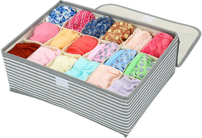 

BlushBees Lingerie, Undergarment Organizer With Lid for Drawers, Pack of 1(Grey)