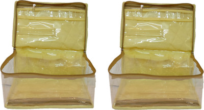 

Addyz Pack of 2 Pieces Quilted Non Woven Multipurpose Make Up Kit Lot of chambers and slots Jwellery Vanity Box(Cream)