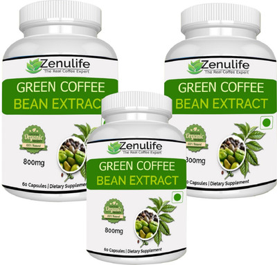 

Zenulife 100% Pure & Natural Green Coffee Extract 800 Mg Capsules Pack of 3 (180 No)(60 No)