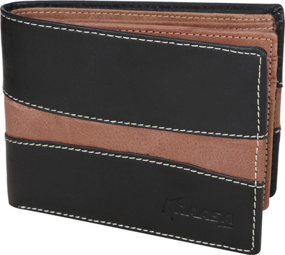 

Kraasa Men Casual Black, Brown Genuine Leather Wallet(8 Card Slots), Black;tan