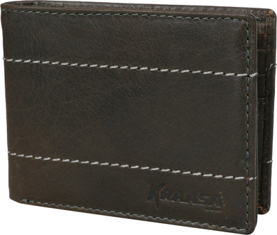 

Kraasa Men Casual Brown Genuine Leather Wallet(9 Card Slots)