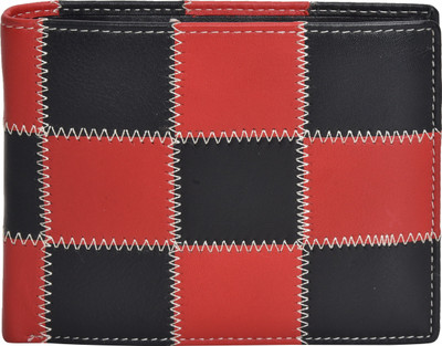 

HIDECART Men Casual Black, Red Genuine Leather Wallet(7 Card Slots), Multicolor