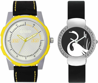 

VALENTIME VL43VT21 New Latest Stylish Designer Collection Leather Combo Couple Diamond Fancy Casual Best Offer Watch - For Men & Women