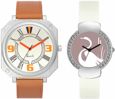 

VALENTIME VL45VT26 New Latest Stylish Designer Collection Leather Combo Couple Fancy Diamond Party Best Offer Watch - For Men & Women