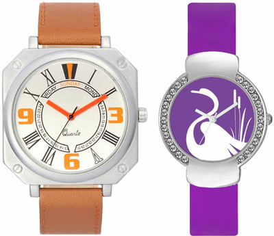 

VALENTIME VL45VT22 New Latest Stylish Designer Collection Leather Combo Couple Diamond Fancy Casual Best Offer Watch - For Men & Women