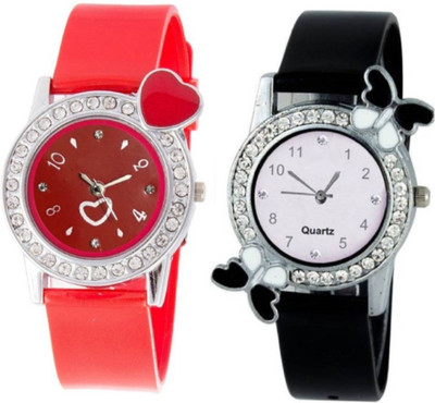 

Crazy Look New Beautiful Combo Kids Watch Black & Red Pack Of Two S,D-00_2 Stylish Watch - For Girls