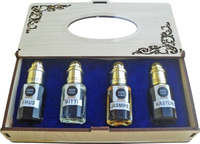 

Cool ASHTAAROMAS Combo of Khus, Mitti, Kasturi, & Jasmine Herbal Attar (Motia_Jasmin) Herbal Attar(Motia/Jasmin)